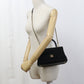 CHANEL Chevron Cotton Handbag with Chain Shoulder Bag - Black
