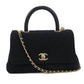 CHANEL Chevron Cotton Handbag with Chain Shoulder Bag - Black