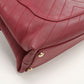CHANEL Chevron V-Stitch Coco Mark Leather Chain Shoulder Bag - Red