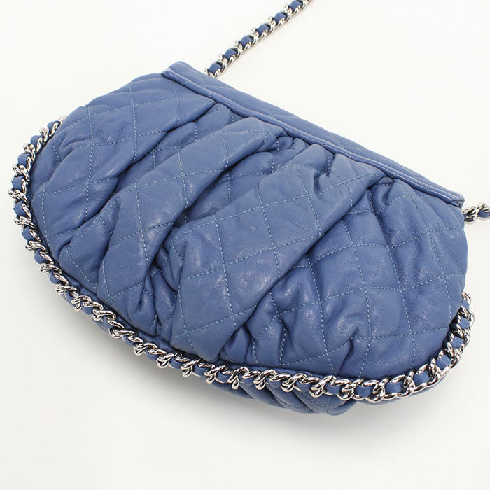 CHANEL Matelassé Lambskin Chain Shoulder Bag - Blue