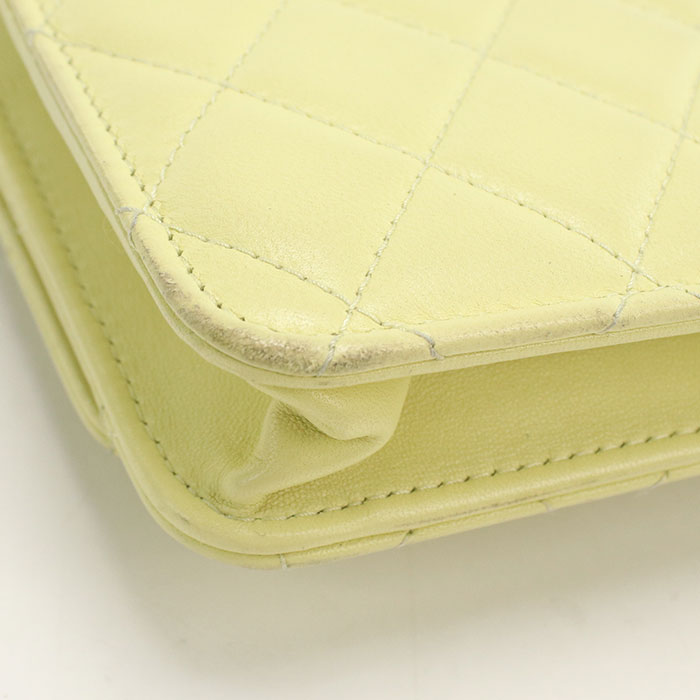 CHANEL Matelassé Lambskin Chain Wallet Shoulder Bag - Yellow
