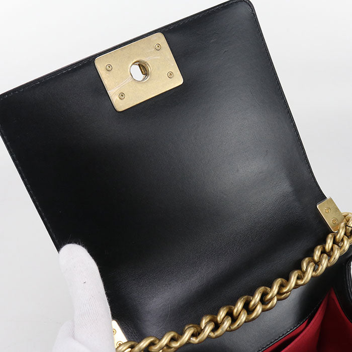 CHANEL Boy Chanel Lambskin Chain Shoulder Bag - Black