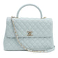 CHANEL Coco Handle 29 Matelasse Top Handle Caviar Leather Handbag with Chain Shoulder Bag - Blue