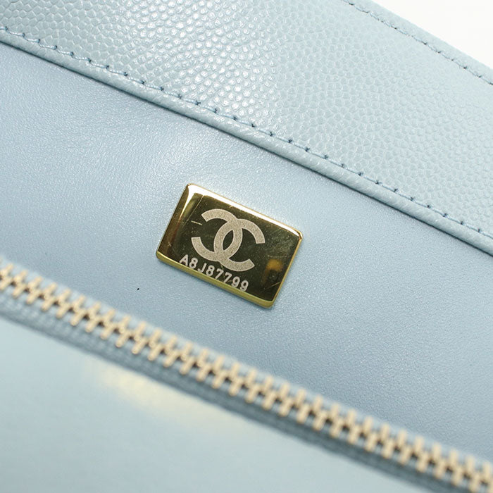 CHANEL Coco Handle 29 Matelasse Top Handle Caviar Leather Handbag with Chain Shoulder Bag - Blue