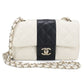 CHANEL Matelassé Lambskin Chain Shoulder Bag - White x Black