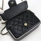 CHANEL Matelassé Lambskin Chain Shoulder Bag - Black