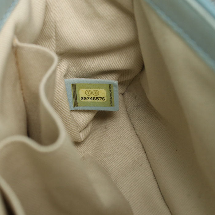 CHANEL Leather Chain Tote Bag - Blue