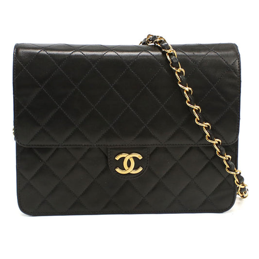 CHANEL Matelassé Lambskin Chain Shoulder Bag - Black 