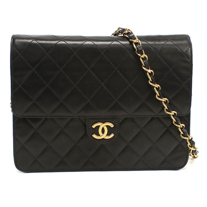 CHANEL Matelassé Lambskin Chain Shoulder Bag - Black 