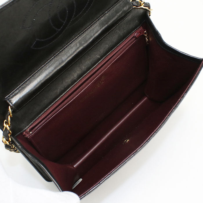 CHANEL Matelassé Lambskin Chain Shoulder Bag - Black 