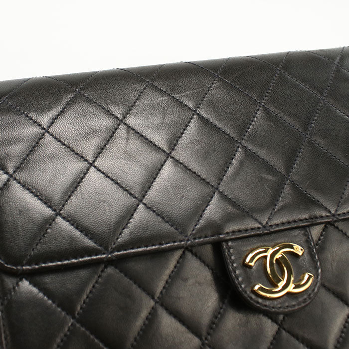 CHANEL Matelassé Lambskin Chain Shoulder Bag - Black 