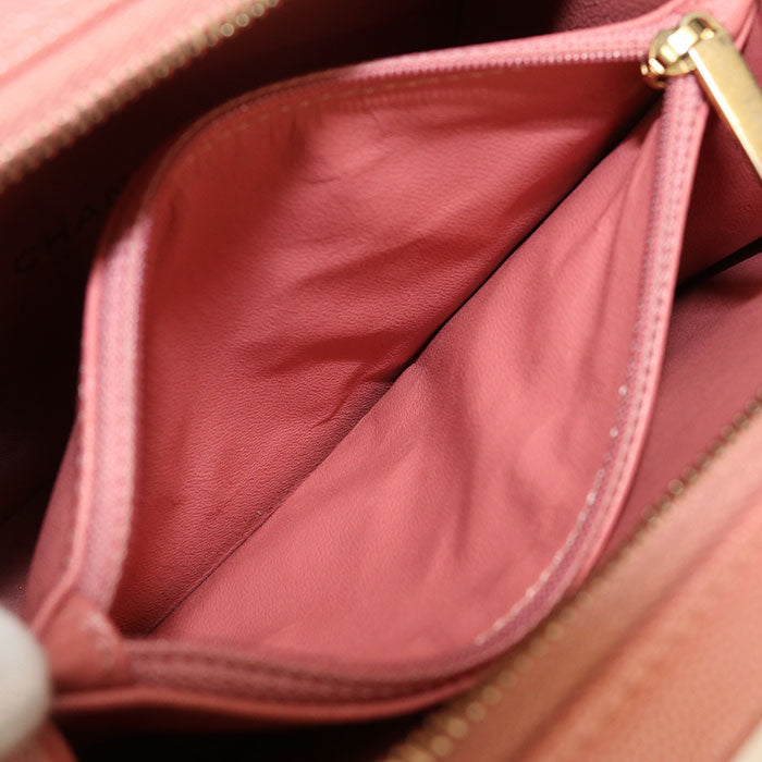 CHANEL CC Filigree Caviar Skin Vanity Bag with Chain Shoulder Bag - Pink