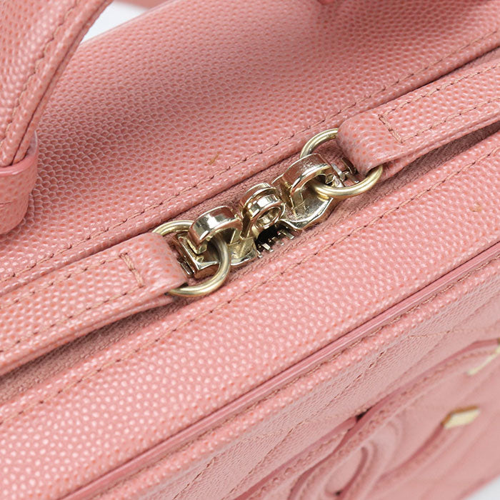 CHANEL CC Filigree Caviar Skin Vanity Bag with Chain Shoulder Bag - Pink