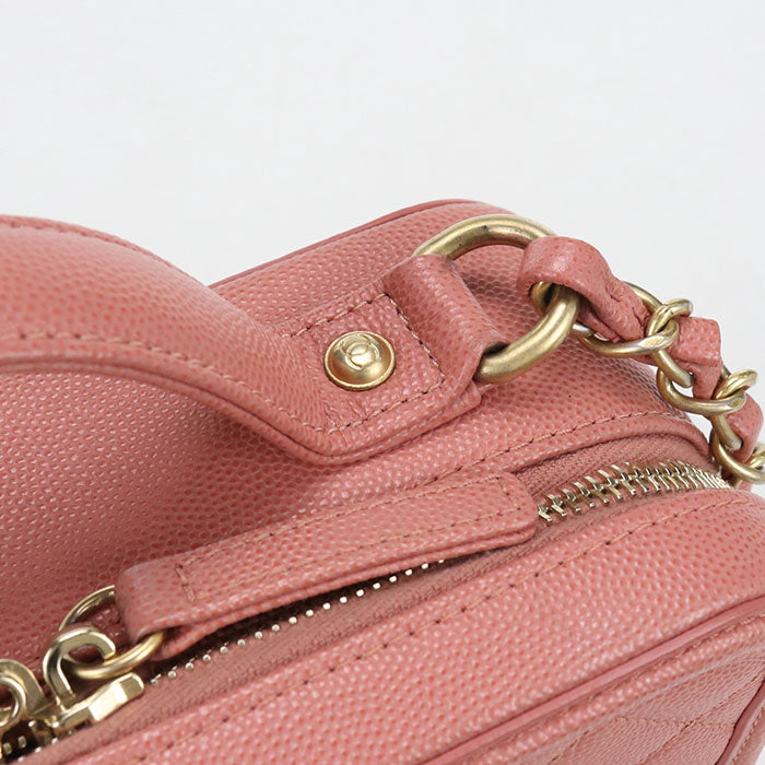 CHANEL CC Filigree Caviar Skin Vanity Bag with Chain Shoulder Bag - Pink