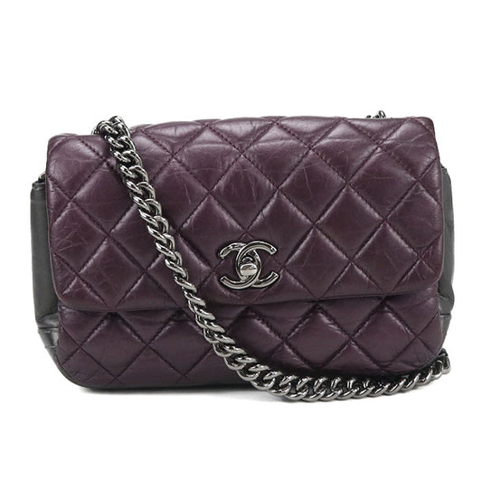 CHANEL Matelassé Lambskin Chain Shoulder Bag - Purple