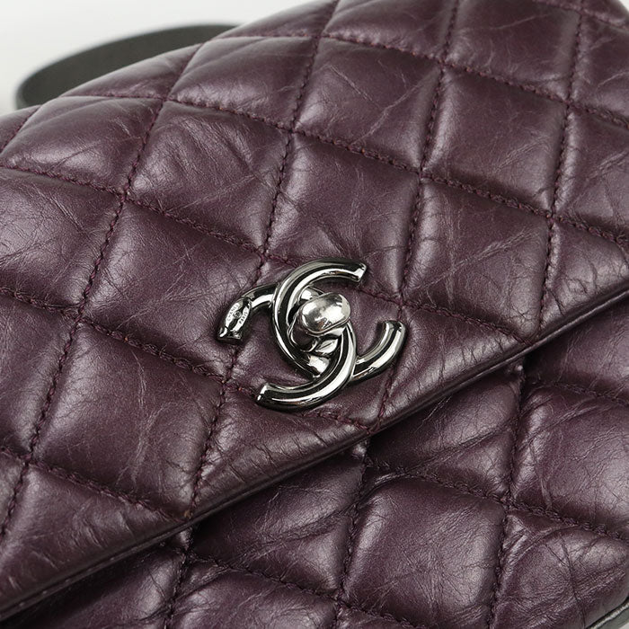 CHANEL Matelassé Lambskin Chain Shoulder Bag - Purple