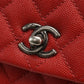 CHANEL Matelasse Coco Handle Caviar Leather Handbag with Chain Shoulder Bag - Red