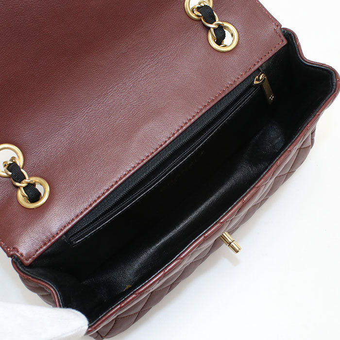 CHANEL Matelassé Lambskin Chain Shoulder Bag - Wine Red