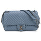 CHANEL Chevron Lambskin Chain Shoulder Bag - Blue