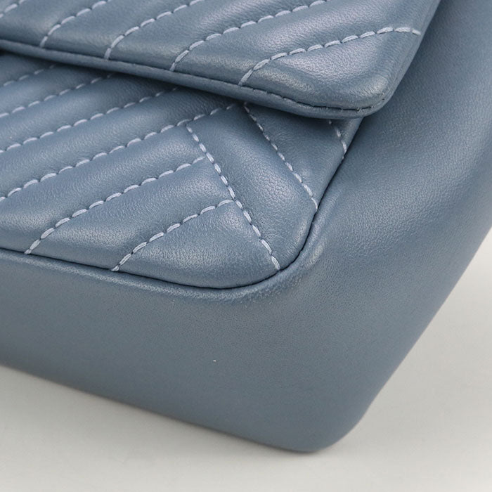 CHANEL Chevron Lambskin Chain Shoulder Bag - Blue