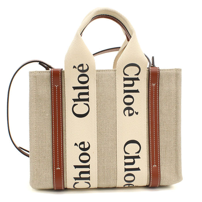 Chloe【クロエ】 CHC22AS397 スモール WOODY トートバッグ リネン レディース