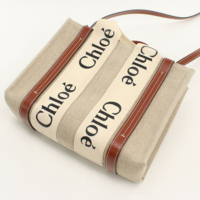 Chloe【クロエ】 CHC22AS397 スモール WOODY トートバッグ リネン レディース