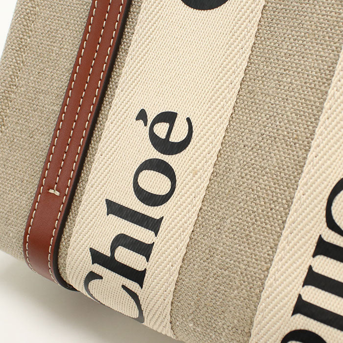 Chloe【クロエ】 CHC22AS397 スモール WOODY トートバッグ リネン レディース