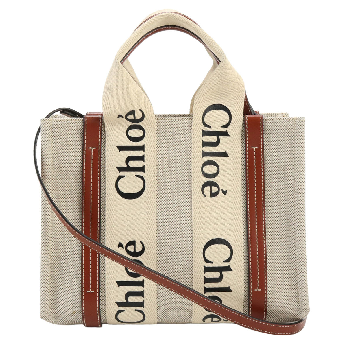 Chloe ウッディ スモール ハンドバッグ - ブラウン × ベージュ