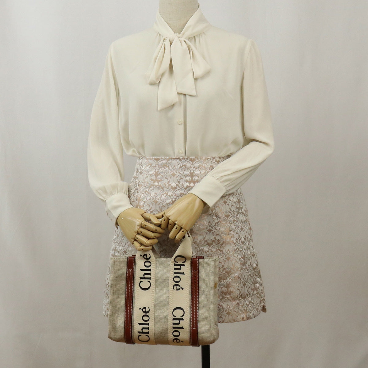 Chloe ウッディ スモール ハンドバッグ - ブラウン × ベージュ