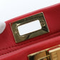 FENDI Peekaboo Mini Leather Handbag/Shoulder Bag - Red