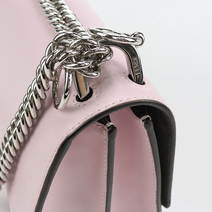 FENDI Canai Leather Chain Shoulder Bag - Pink