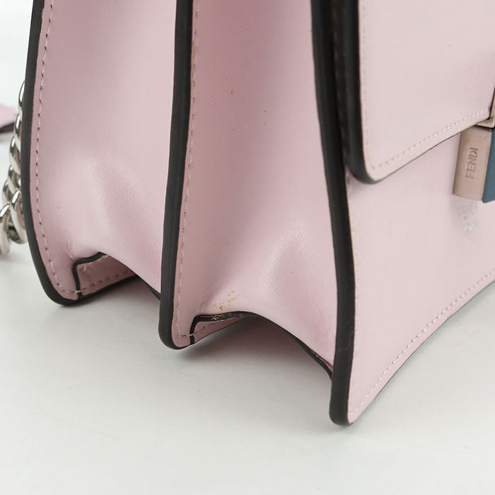 FENDI Canai Leather Chain Shoulder Bag - Pink