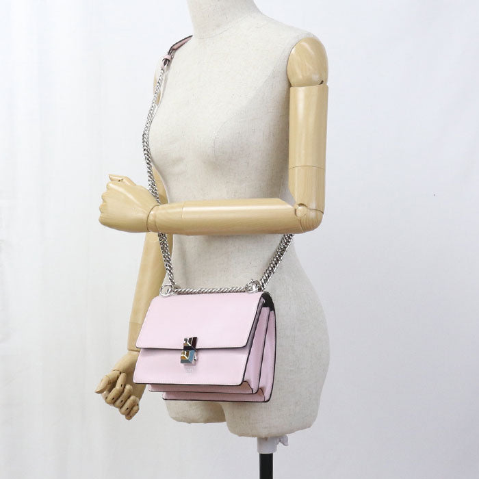 FENDI Canai Leather Chain Shoulder Bag - Pink
