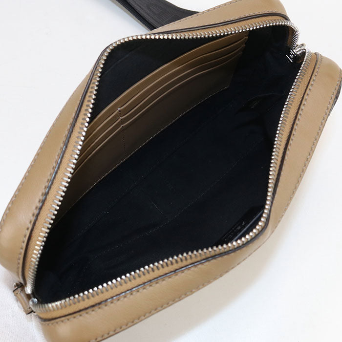 FENDI Diagonal PVC and Leather Shoulder Bag - Dark Brown