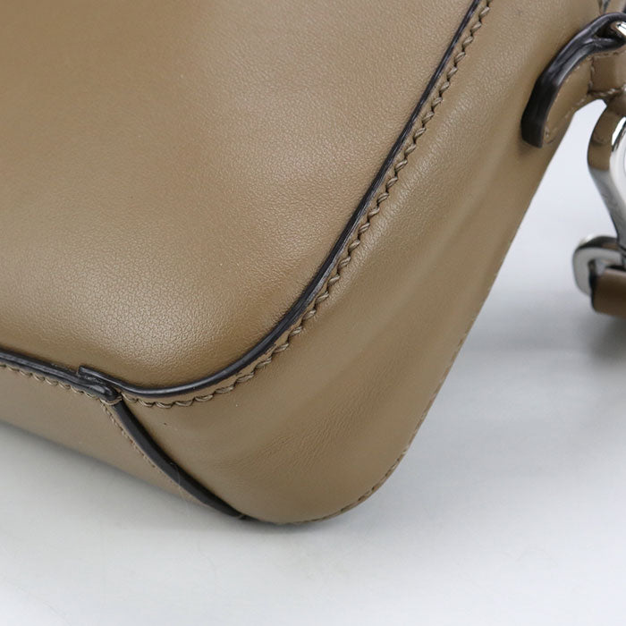 FENDI Diagonal PVC and Leather Shoulder Bag - Dark Brown