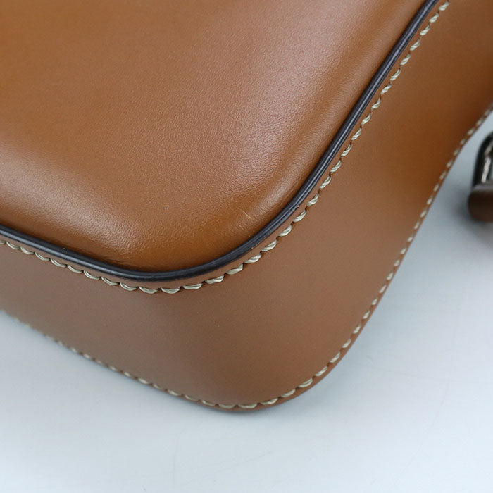 FENDI Diagonal PVC and Leather Shoulder Bag - Brown