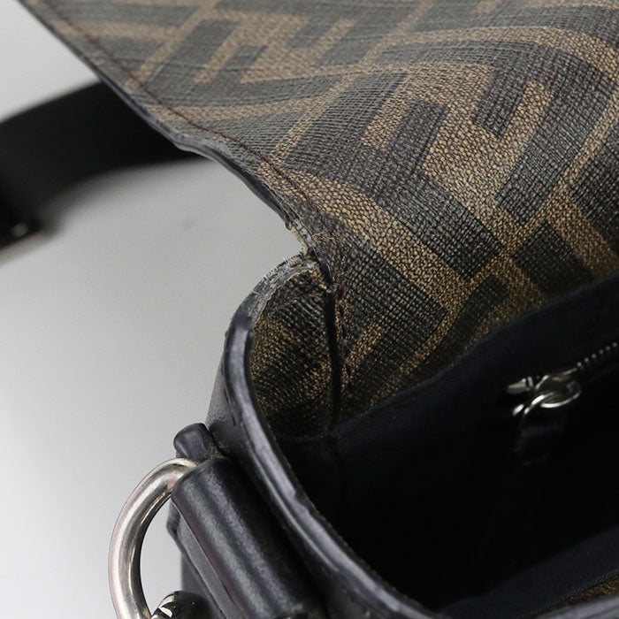 FENDI Diagonal PVC Shoulder Bag - Brown