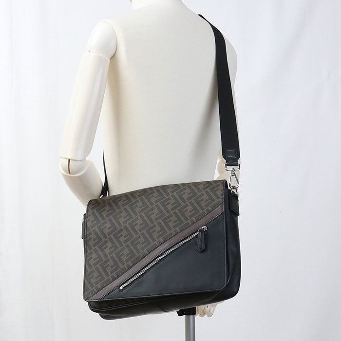 FENDI Diagonal PVC Shoulder Bag - Brown