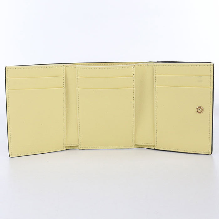 FENDI FF Diamond Leather Tri-fold Compact Wallet - Yellow