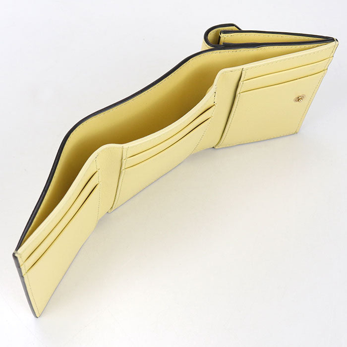FENDI FF Diamond Leather Tri-fold Compact Wallet - Yellow