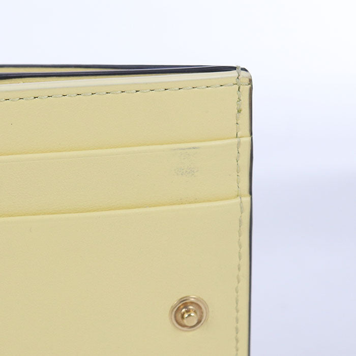 FENDI FF Diamond Leather Tri-fold Compact Wallet - Yellow