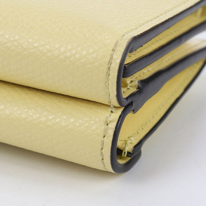 FENDI FF Diamond Leather Tri-fold Compact Wallet - Yellow