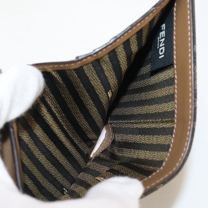 FEND FF Logo Jacquard Bi-fold Compact Wallet - Dark Brown
