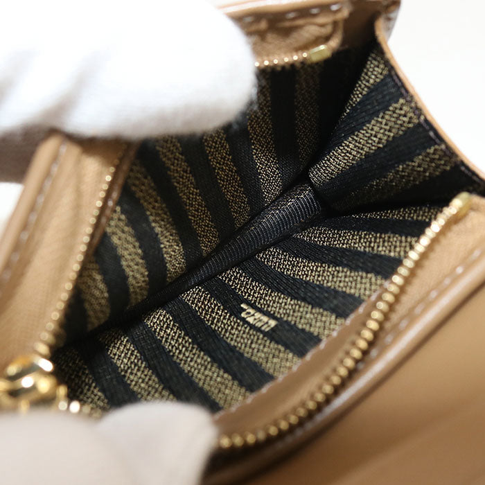 FEND FF Logo Jacquard Bi-fold Compact Wallet - Dark Brown