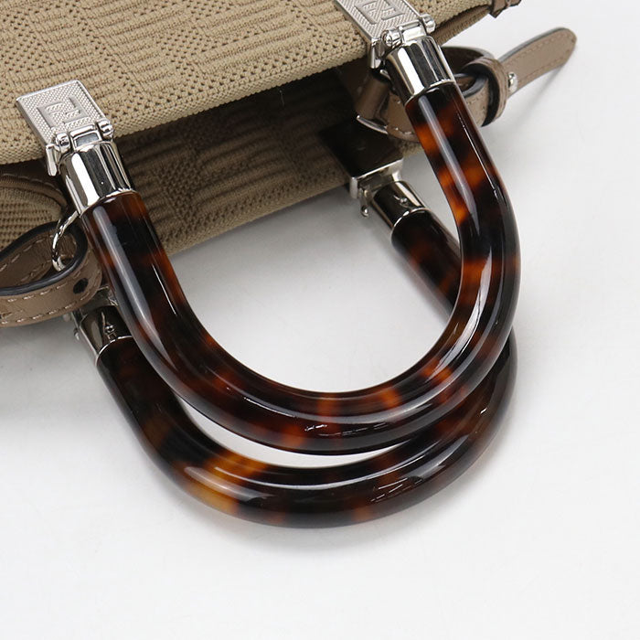 FENDI サンシャイン ショッパー ミニ ジャガード ハンドバッグ ショルダーバッグ - ブラウン