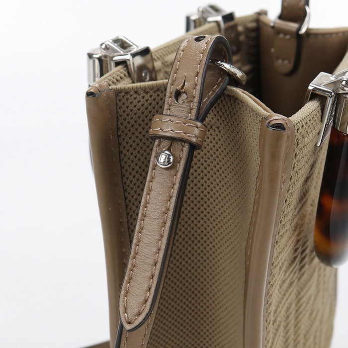 FENDI サンシャイン ショッパー ミニ ジャガード ハンドバッグ ショルダーバッグ - ブラウン