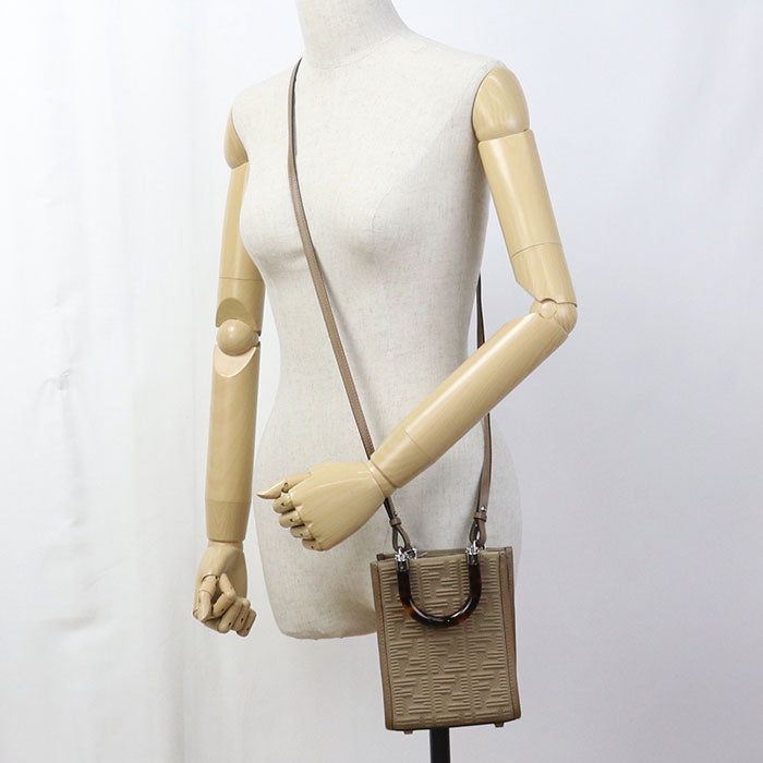 FENDI サンシャイン ショッパー ミニ ジャガード ハンドバッグ ショルダーバッグ - ブラウン