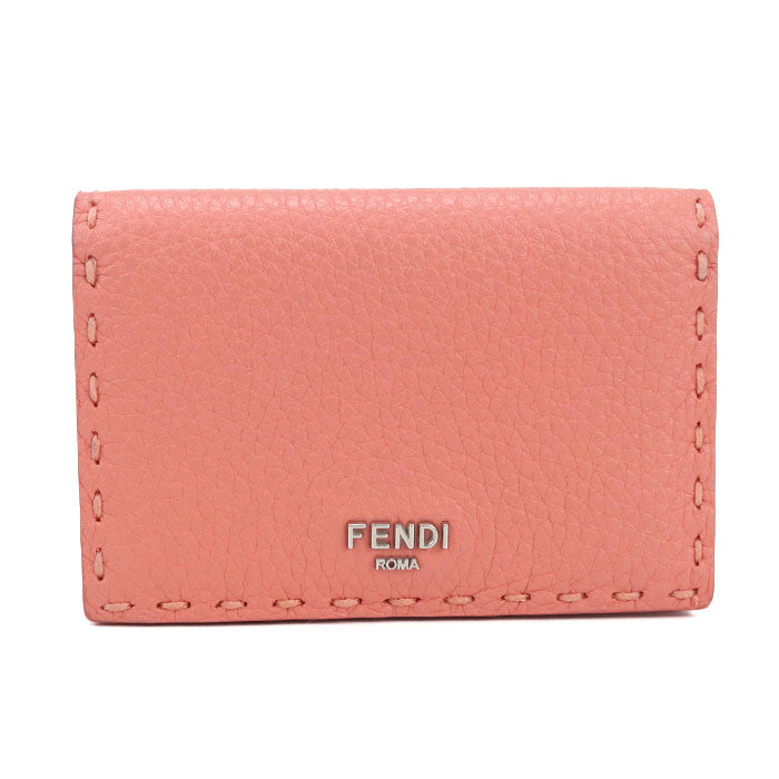 FENDI Selleria Calf Leather Card Case - Pink