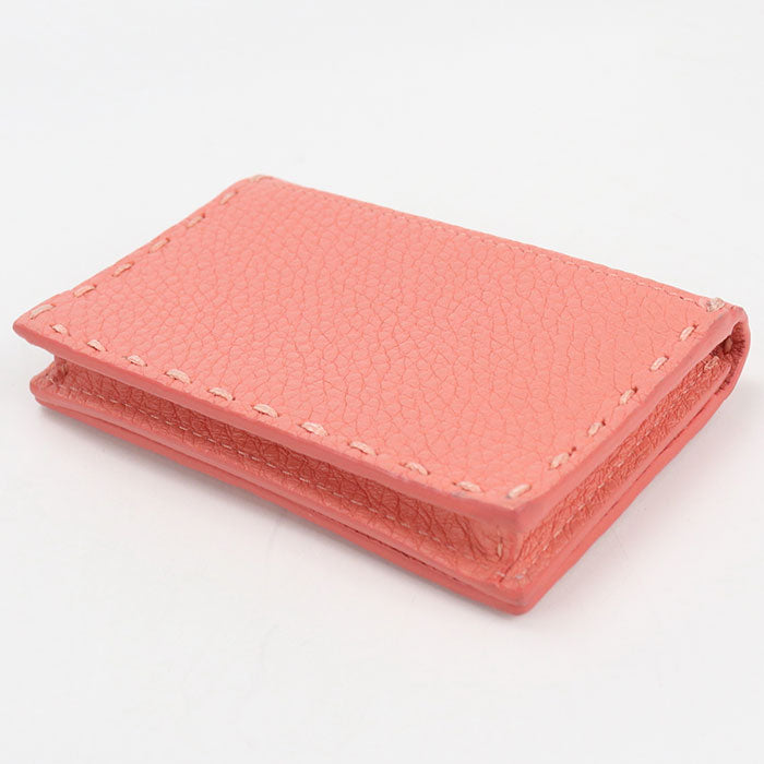 FENDI Selleria Calf Leather Card Case - Pink
