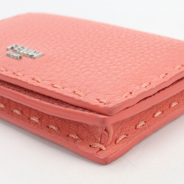 FENDI Selleria Calf Leather Card Case - Pink